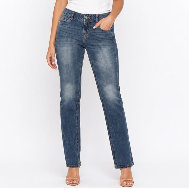 Mossimo Premium Jeans Womens 6L Blue Denim Cotton Stretch Mid Rise Skinny Leg