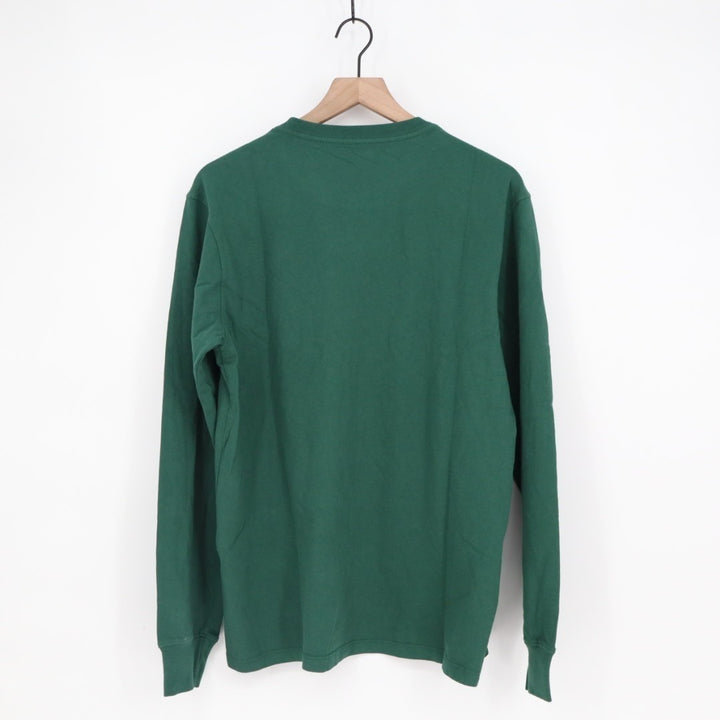 American Giant T-Shirt Men Medium Hunter Green Long Sleeve Front Pocket Pullover