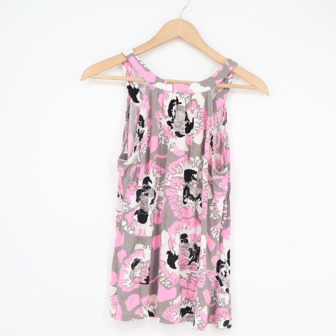 INC International Concepts Petite Pink Grey Floral Scoop Neck Tank Top Size M