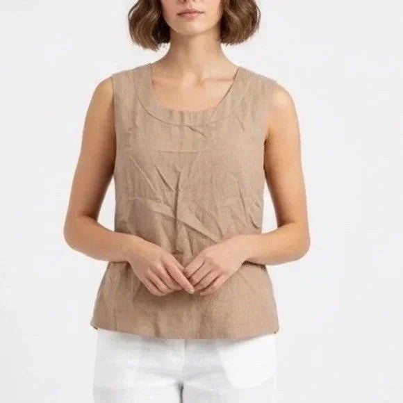American Giant Tank Top Womens Small Brown Linen Round Neck Street Wear Outdoor