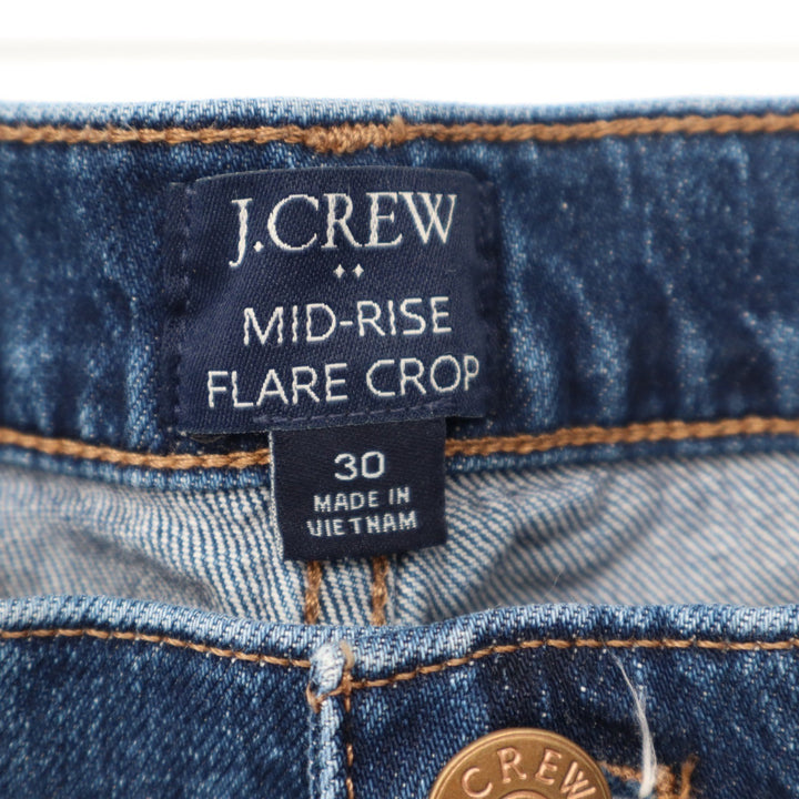 J.Crew Mid-Rise Flare Crop Jeans Blue Button Fly Medium Wash Size 30