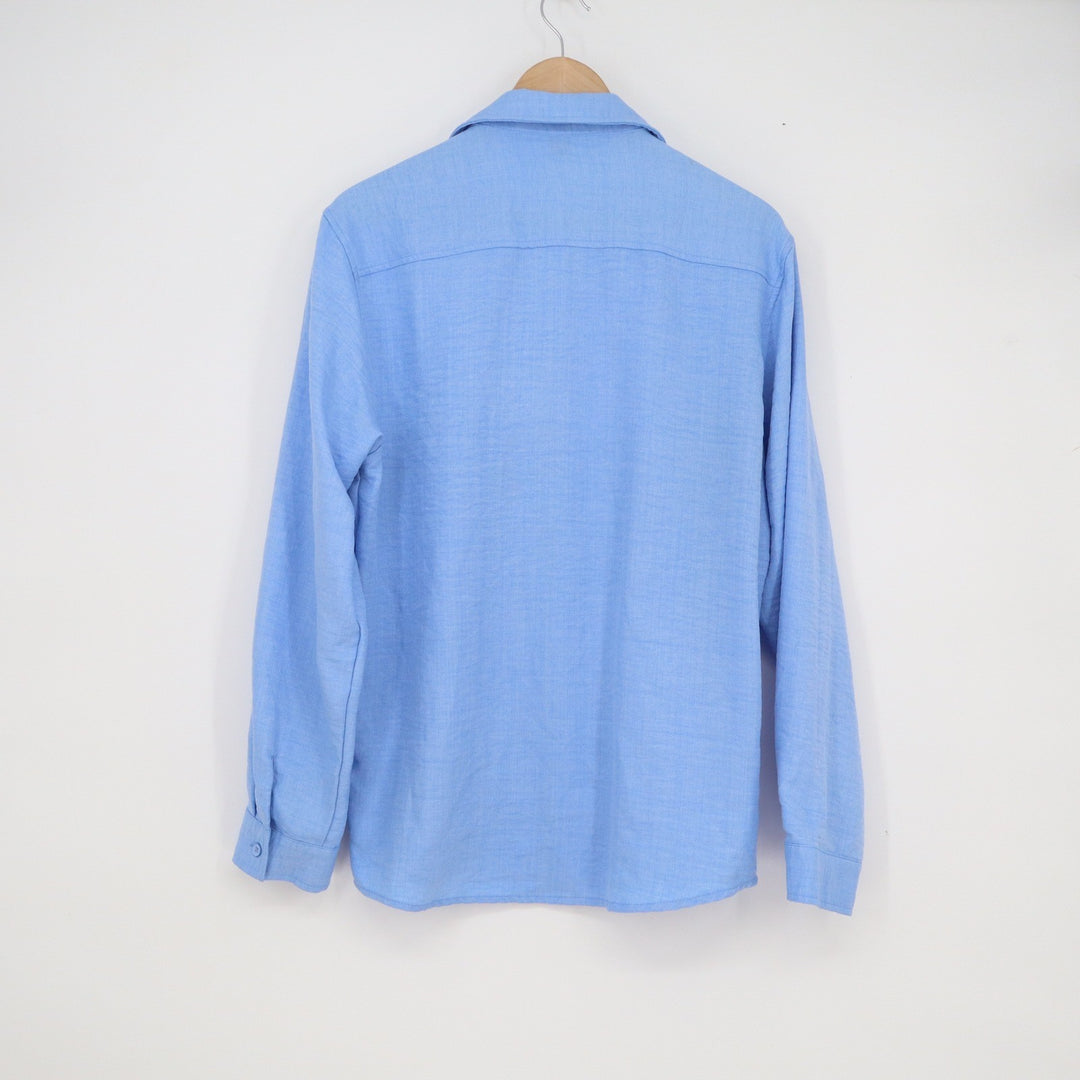 Manfinity Mens Sky Blue Long Sleeve Button Down Slub Texture Shirt Size M