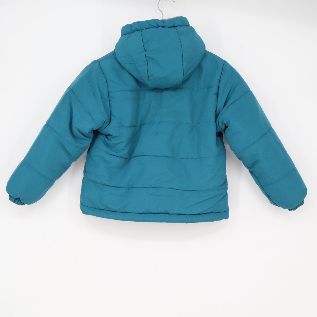 Operation Warm Puffer Jacket Kids 5/6 Teal Blue Hooded Excellent