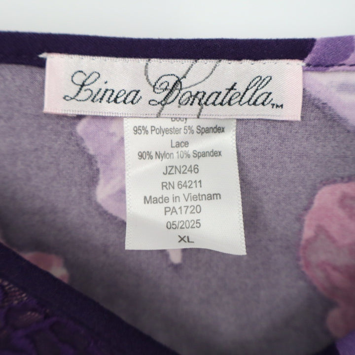 Linea Donatella 2-PC Pajamas Set Women XL Purple Floral Stretch Adjustable Strap