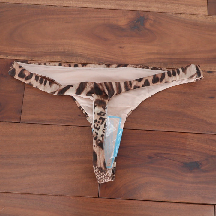 ASOS DESIGN Leopard Animal Print High Leg Thong Bikini Bottoms Size US 4