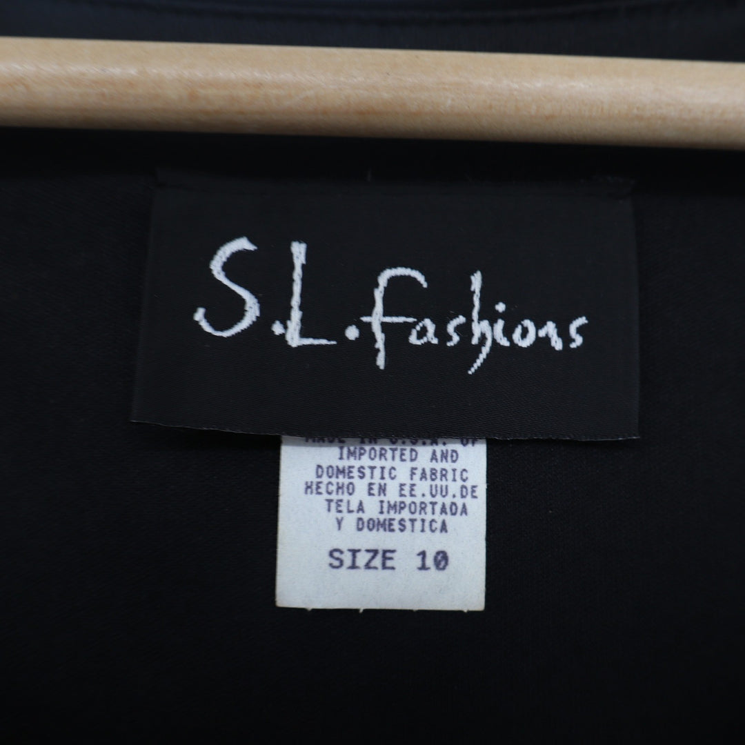 S.L. Fashions Dress Women's 10 Black Beaded Scalloped Trim Maxi Excellent