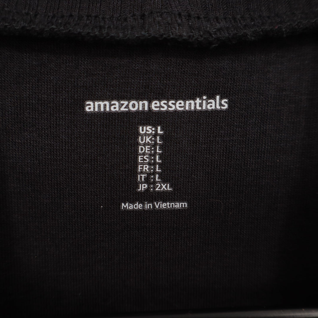 Amazon Essentials Tank Top Womens L Black Cotton Stretch Ribbed Knit Mock Neck
