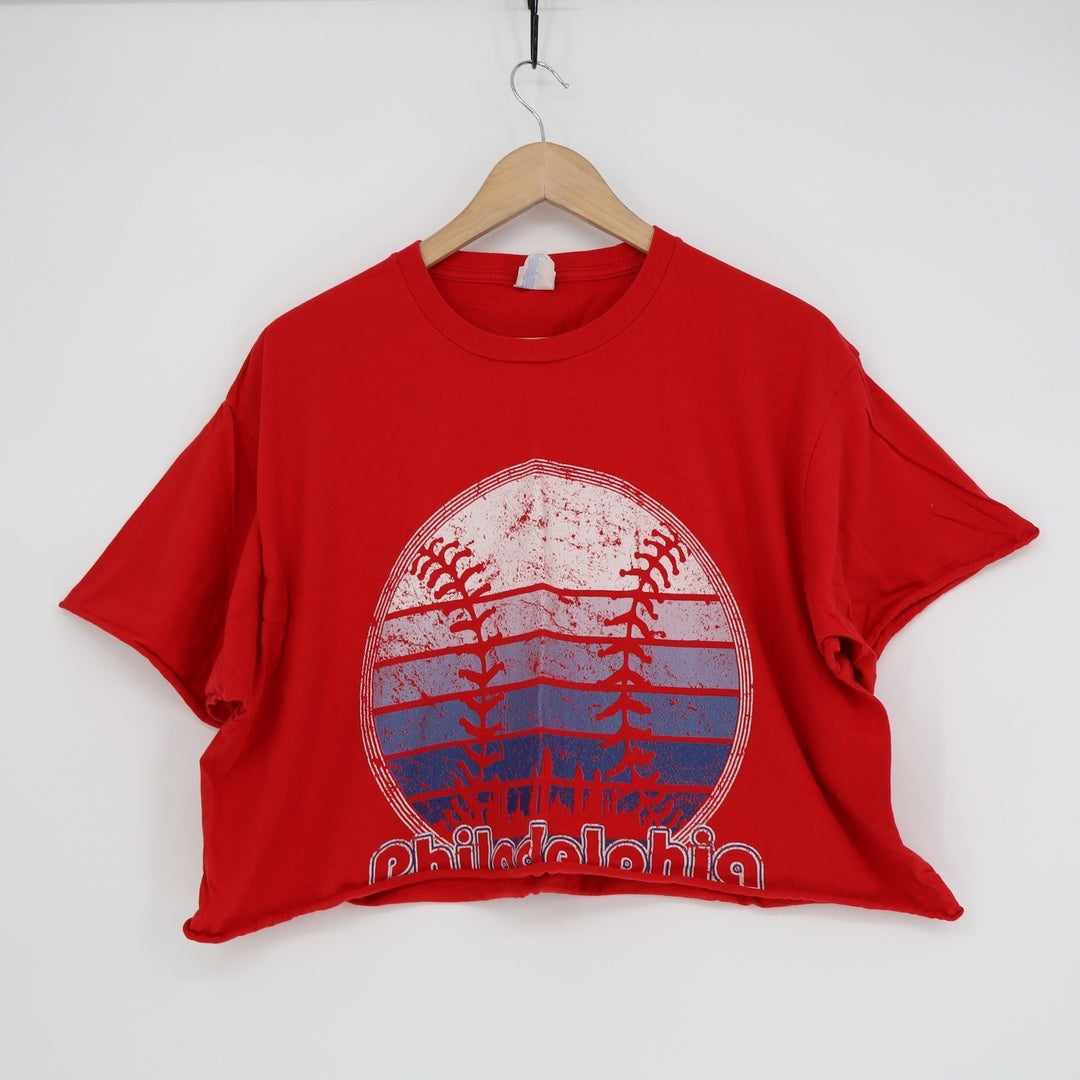 Port & Company Philadelphia Baseball Red Cropped Graphic Tee XL