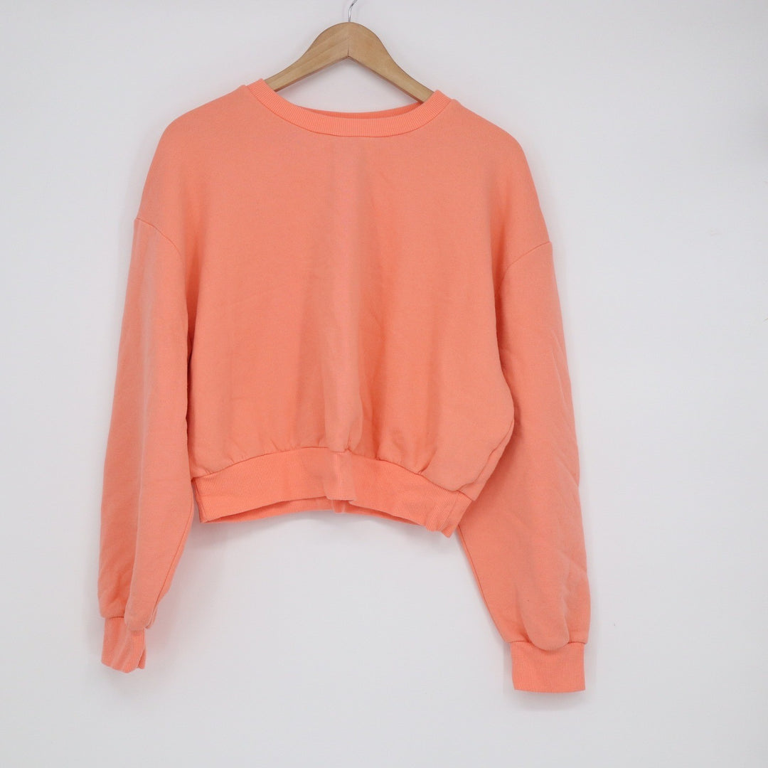 Wild Fable Peach Cropped Crewneck Sweatshirt XL Solid Coral Fleece Pullover
