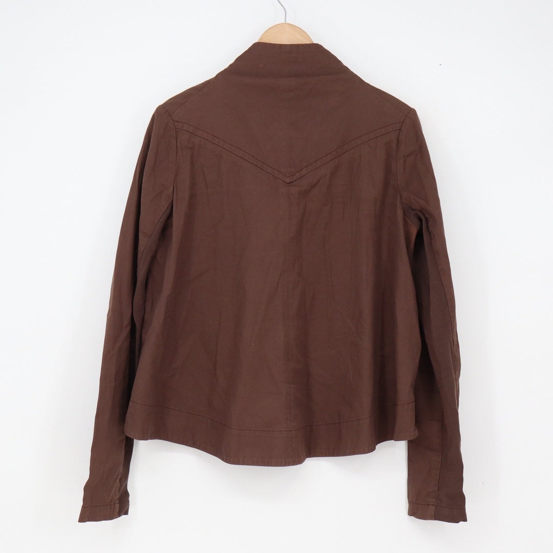 BCBGMAXAZRIA Jacket Womens S Moto Asymmetric Zip Brown Cotton Blend Excellent