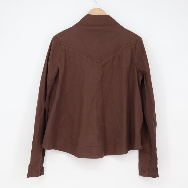 BCBGMAXAZRIA Jacket Womens S Moto Asymmetric Zip Brown Cotton Blend Excellent