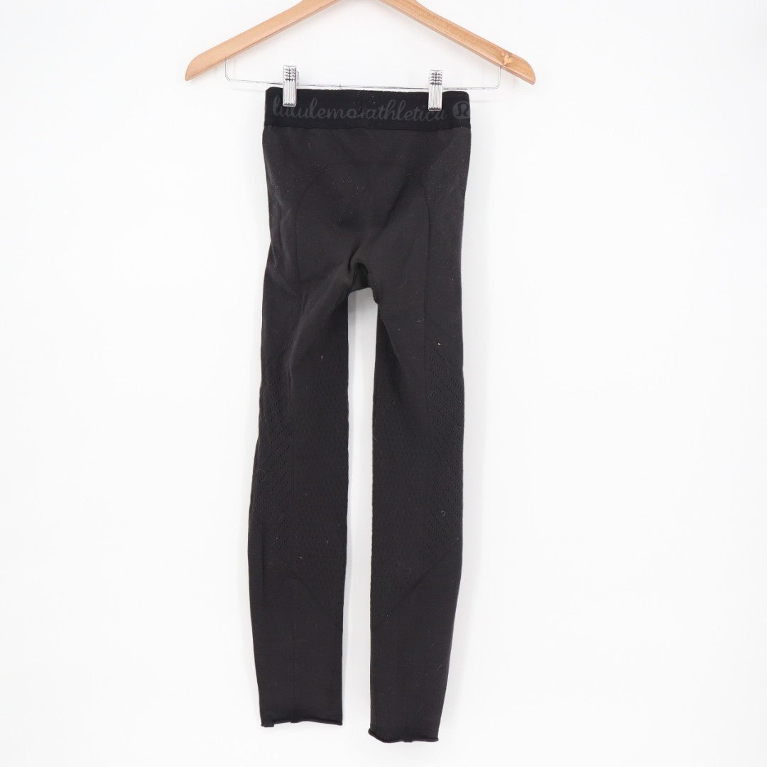 Lululemon Ankle Leggings Womens 10 Black Stretch Elastic Waist Straight Leg Yoga