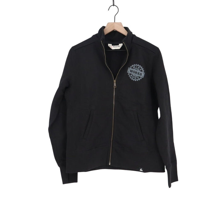 American Giant Moto Full Zip Mike Rowe Sweatshirt Women Large Black Graphic Logo