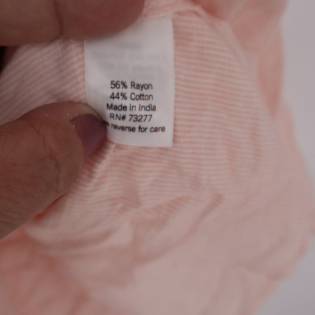 LC Lauren Conrad Peach Seersucker Stripe Puff Sleeve Wrap Dress Medium