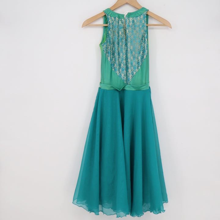 Revolution Dancewear Turquoise Green Lyrical Dance Costume Dress Rhinestone