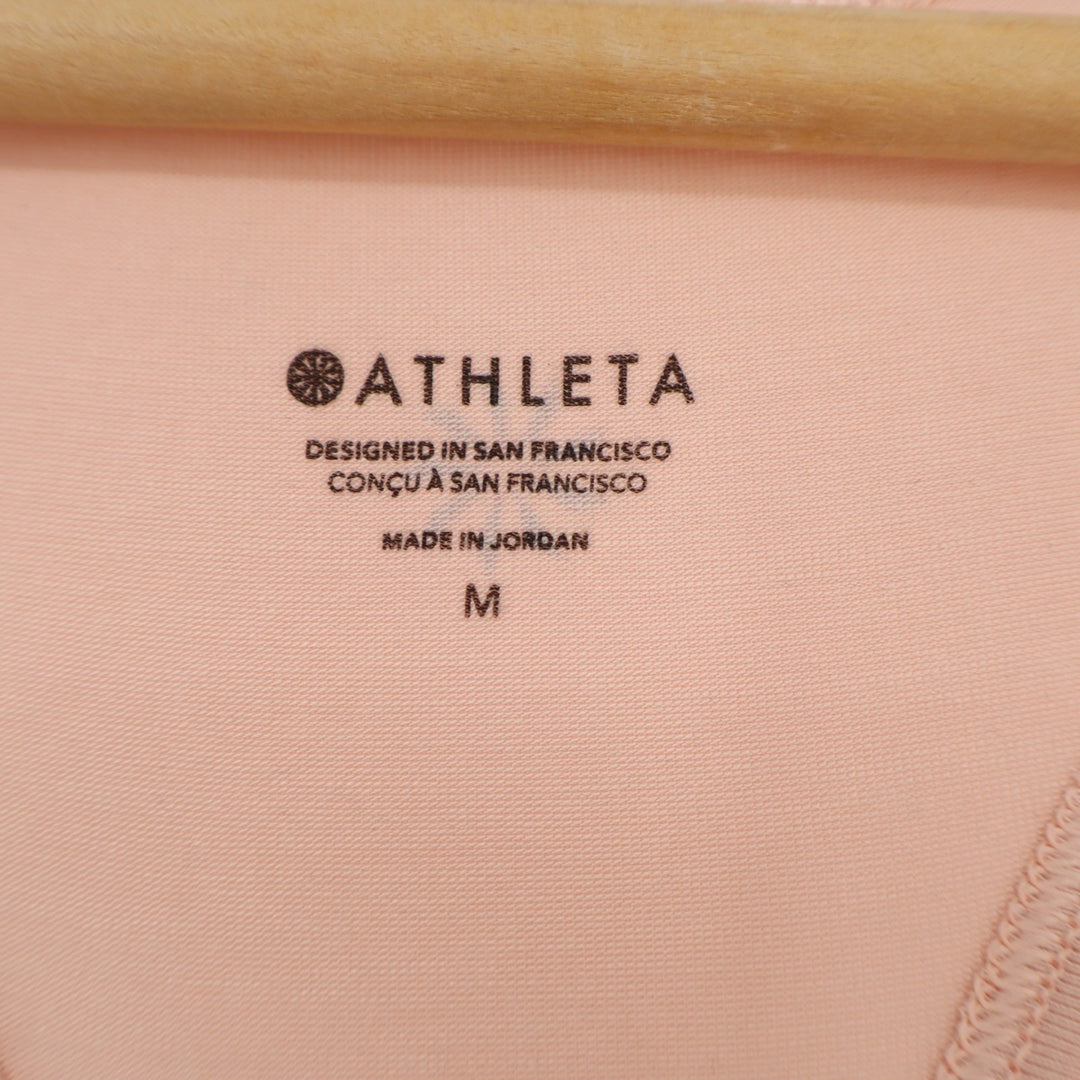 Athleta With Ease Sport Racerback Tank Womens M Coral Pink Stretch Gym Workout