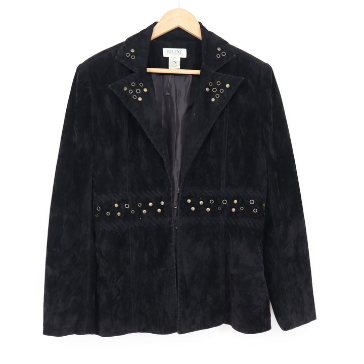Selene Sport Blazer Womens 8 Western Studded Black Faux Suede Excellent