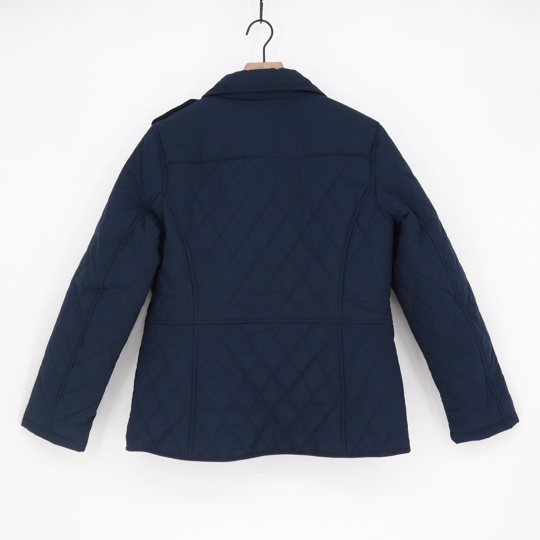 Tommy Hilfiger Womens Navy Blue Quilted Snap Front Jacket XS Crest Logo