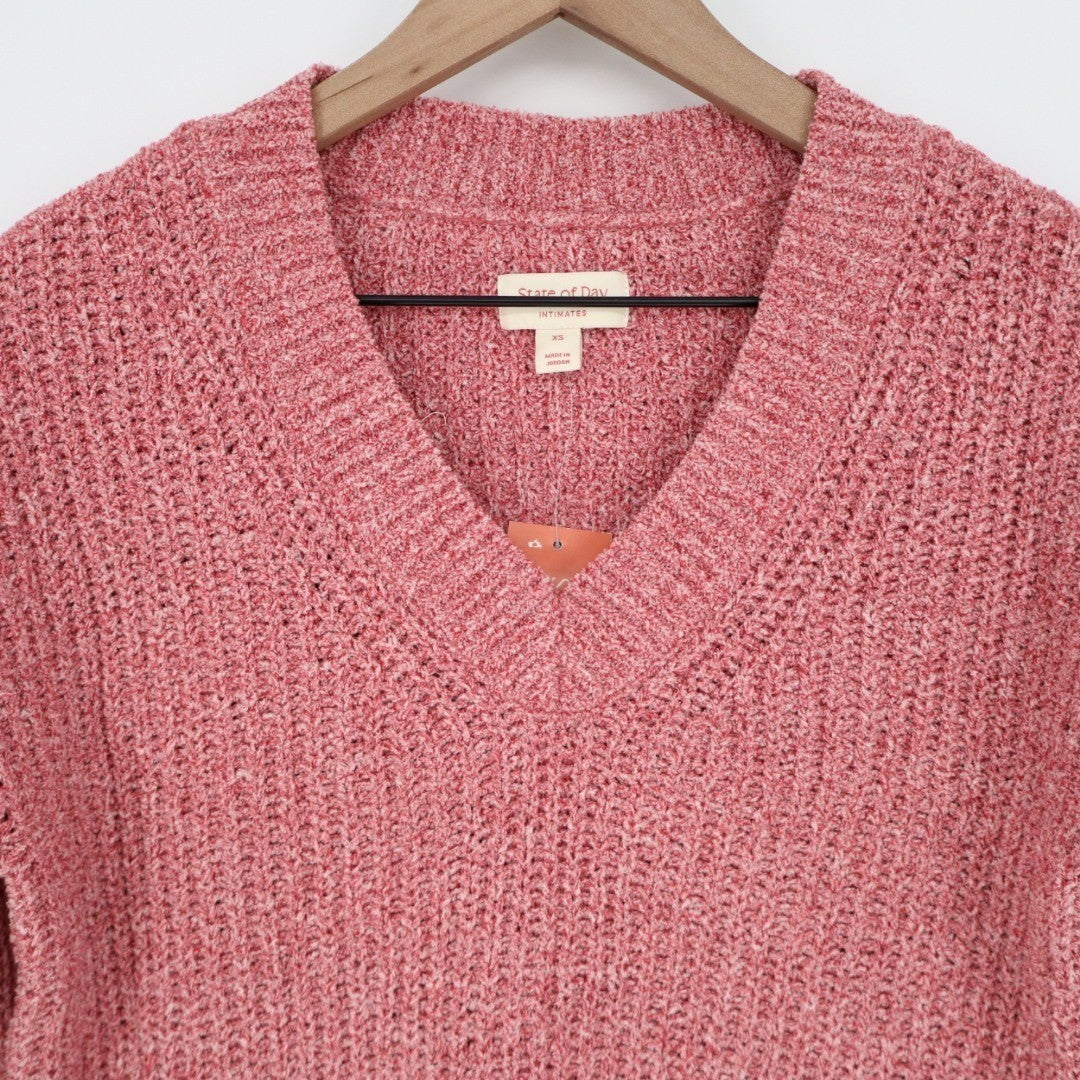 State of Day Intimates Pajama Top Womens XS Rust Open Knit Sleepwear Pullover