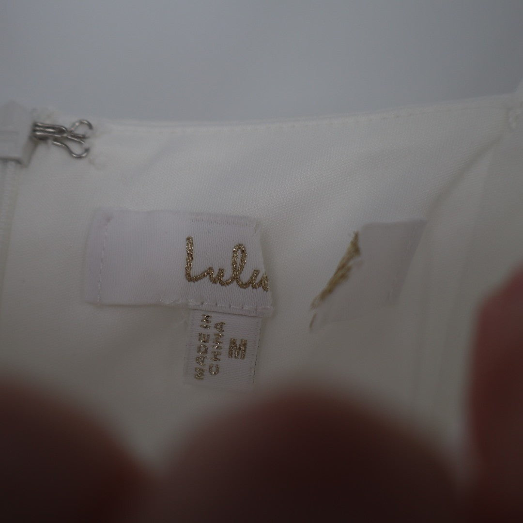 Lulus Your Sweetie White Tie Strap Column Maxi Dress Women Medium Cream Back Zip