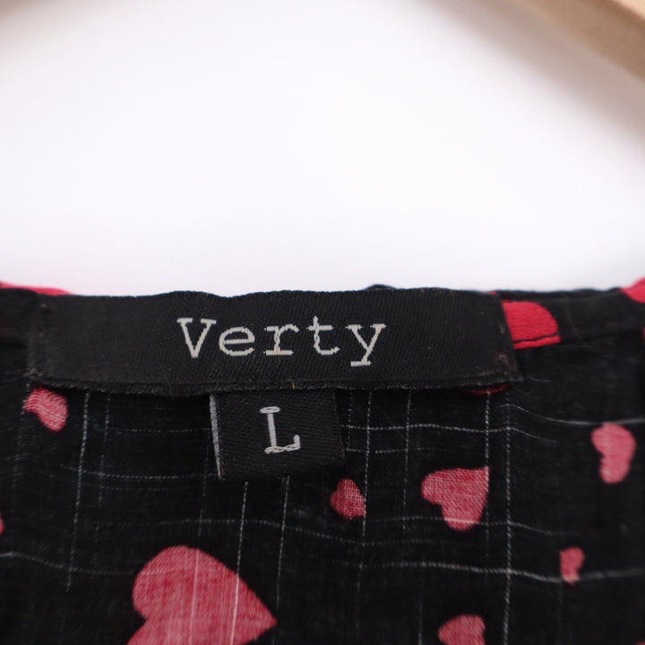 Verty Heart Print Peter Pan Collar Sleeveless Mini Dress Black Red Large