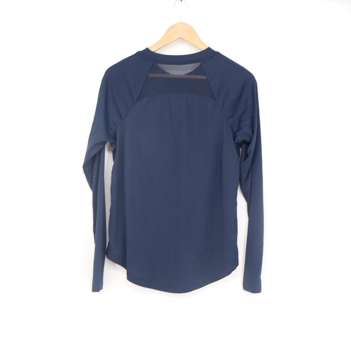 And1 Long Sleeve Performance Shirt Navy Blue Mesh Back Activewear Size M