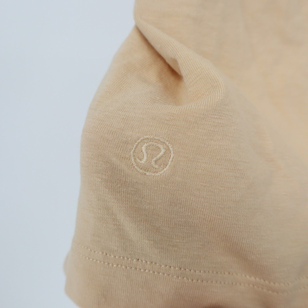 Lululemon Tan Beige Cotton Blend Crew Neck T Shirt Size 12