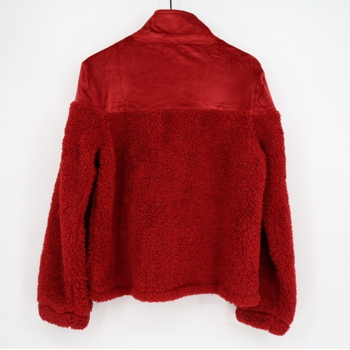 Tommy Hilfiger Sweatshirt Womens L Red Stretch Sherpa Quarter Snap Long Sleeve
