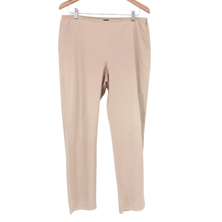 Eileen Fisher Ankle Trousers Womens S Beige Elastic Waist Side Zip Straight Leg