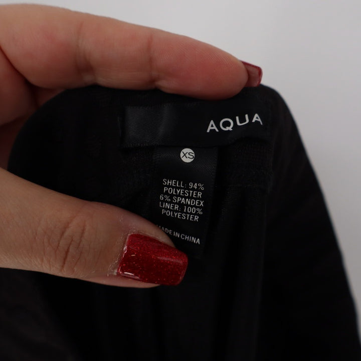 Aqua Straight & Pencil Skirt Womens XS Black Lined Stretch Textured Office Wear