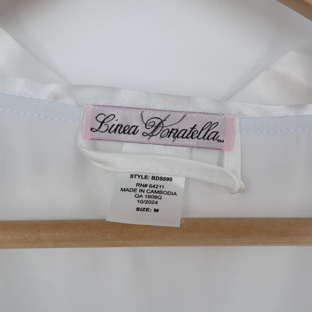 Linea Donatella The Mrs. Wrap Robe Womens Medium White Stretch 3/4 Dolman Sleeve