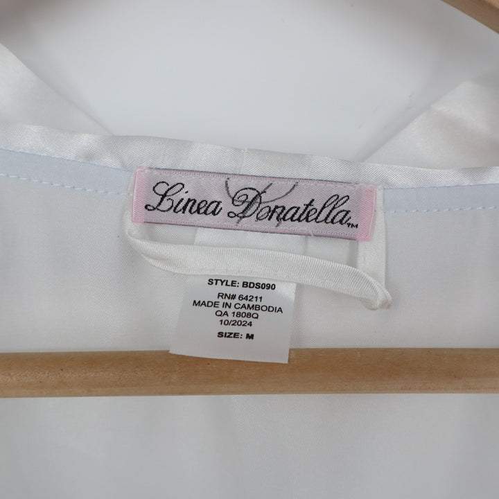 Linea Donatella The Mrs. Wrap Robe Womens Medium White Stretch 3/4 Dolman Sleeve
