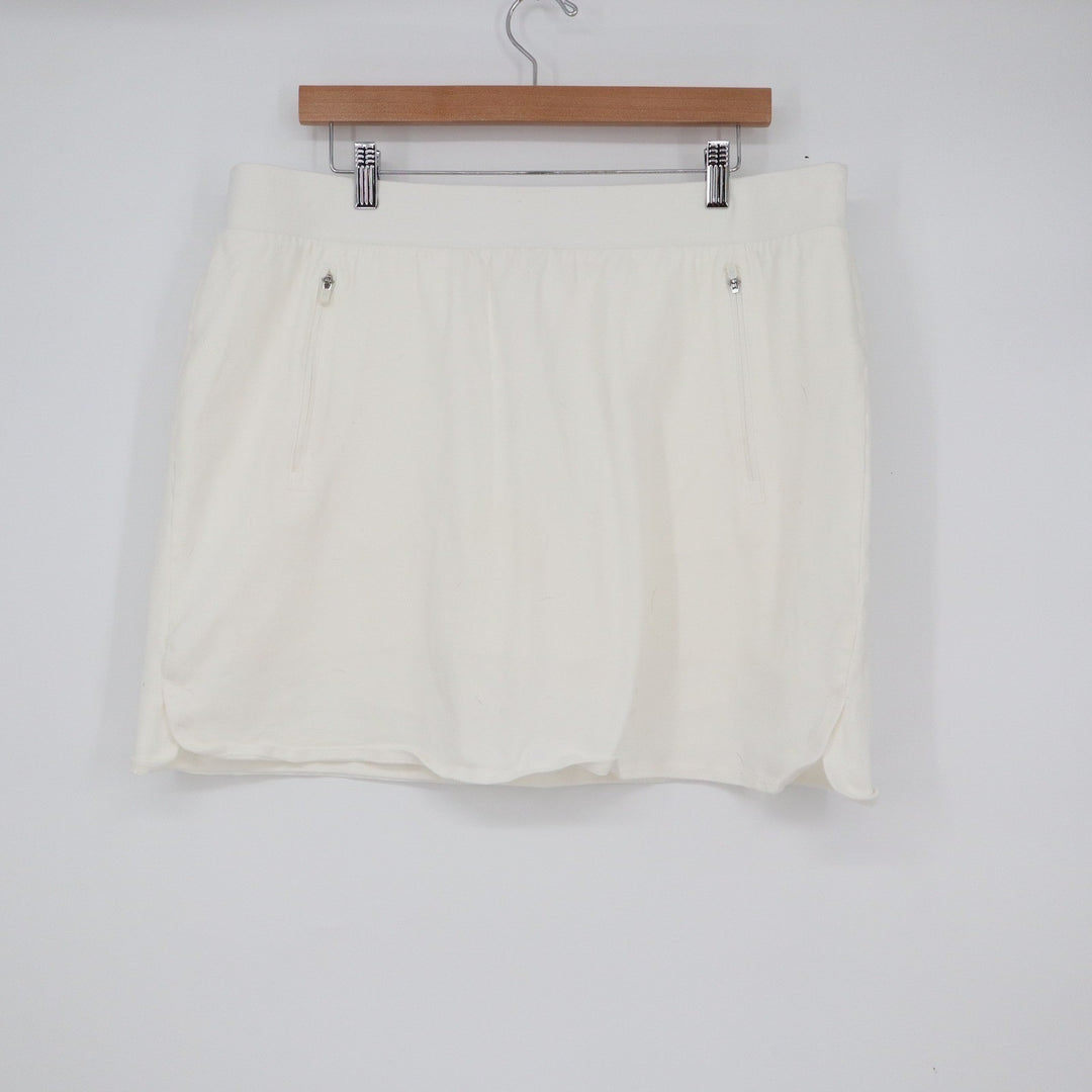 T by Talbots White Cotton Spandex Active Skort Zipper Pockets XL