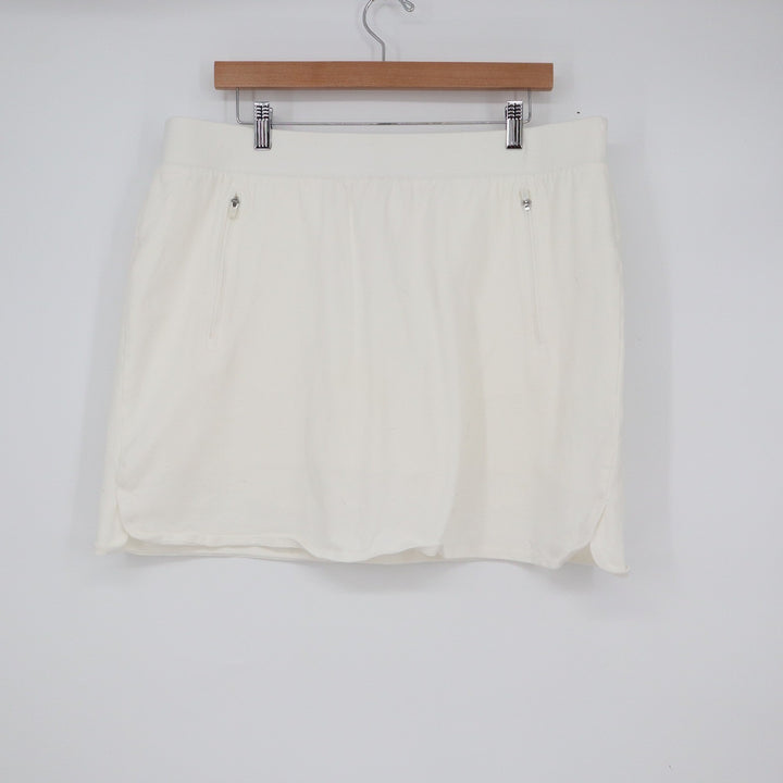 T by Talbots White Cotton Spandex Active Skort Zipper Pockets XL