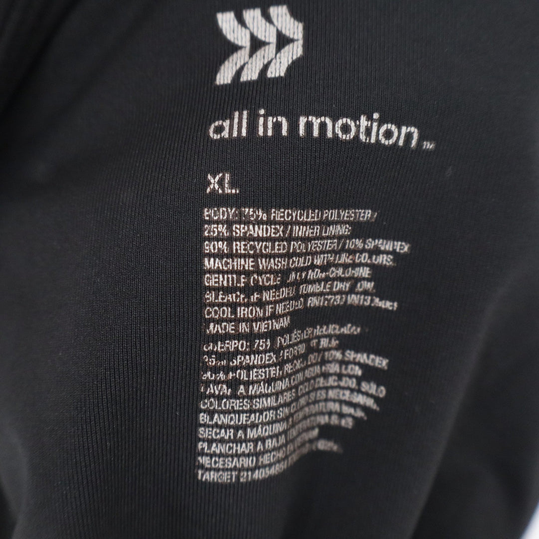 All In Motion Womens XL Black Cropped Tank Top Square Neck Activewear Sporty