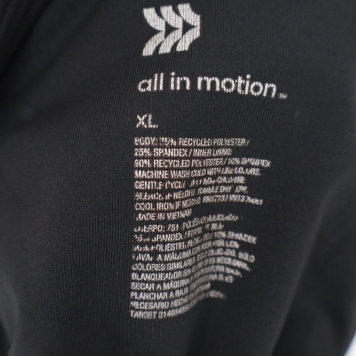 All In Motion Womens XL Black Cropped Tank Top Square Neck Activewear Sporty