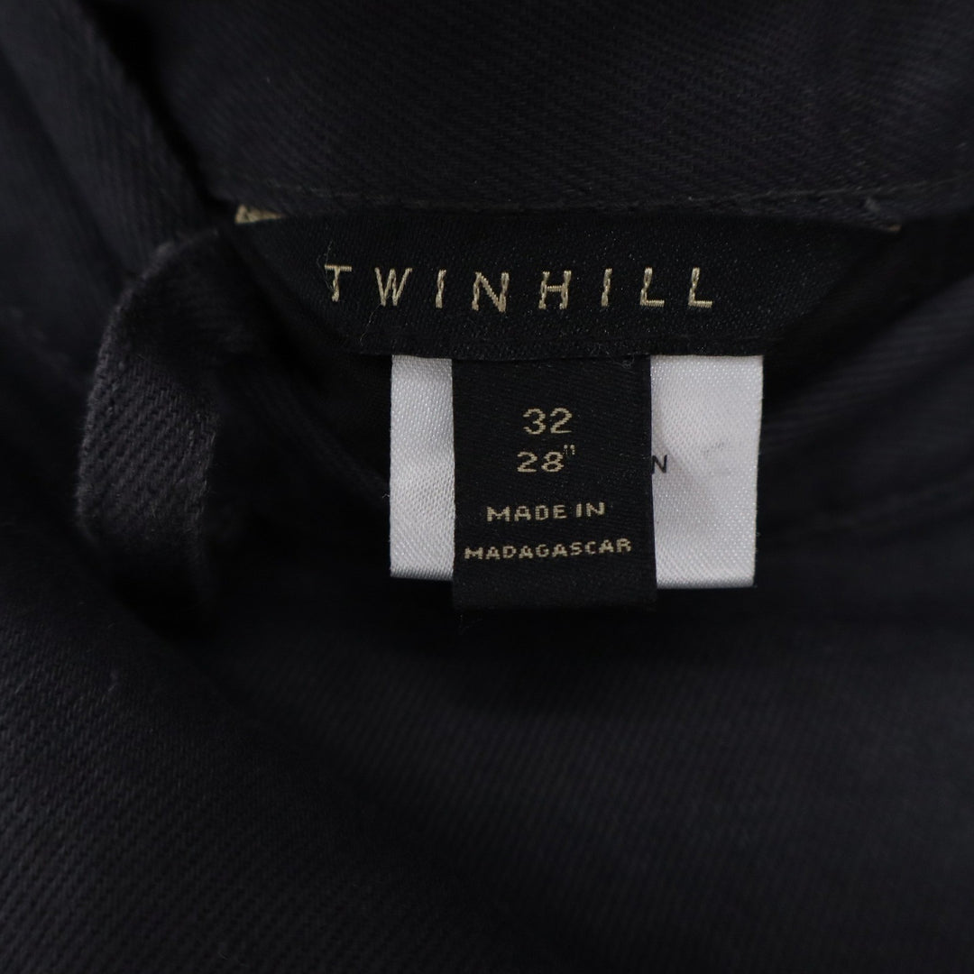 Twinhill Mens Black 100% Cotton Chino Pants Straight Leg 32x28