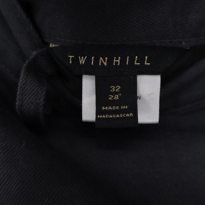 Twinhill Mens Black 100% Cotton Chino Pants Straight Leg 32x28