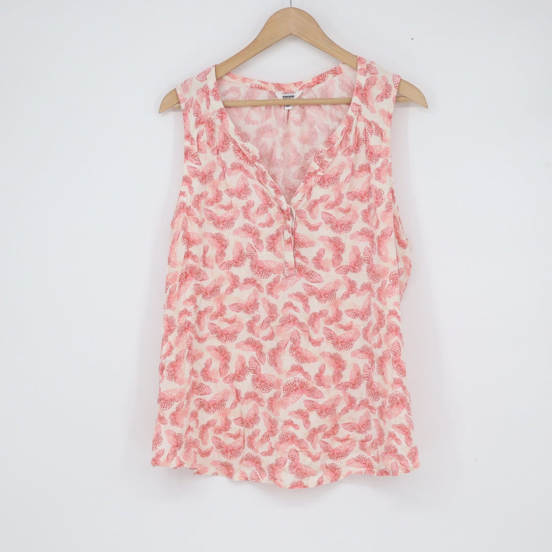 Sonoma Goods For Life Pink Butterfly Print Rayon Tank Top XXL Sleeveless Blouse