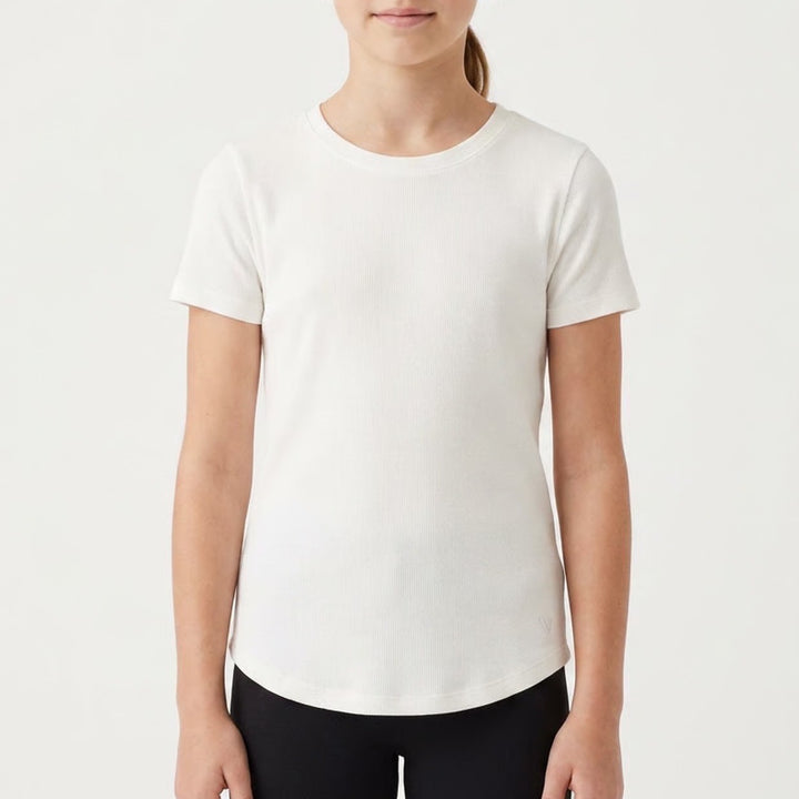 DSG Girls Movement Tee Pure White Short Sleeve Athletic Shirt Size S 8-9