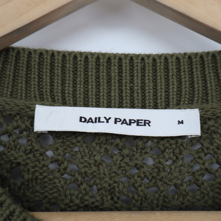 Daily Paper Mens Olive Green Diamond Open Knit Cotton Sweater Size M DVC 071