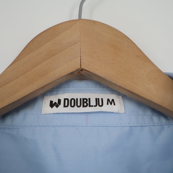 Doublju Womens 3/4 Sleeve Button Up Shirt Light Blue Size M Solid