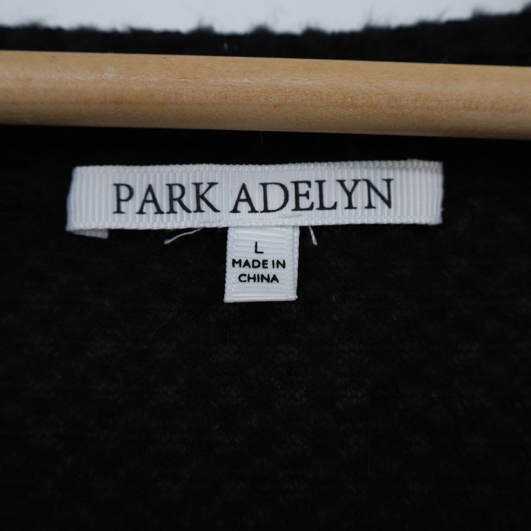 Park Adelyn Peplum Babydoll Blouse Top Women Large Black Henley Neck Waffle Knit