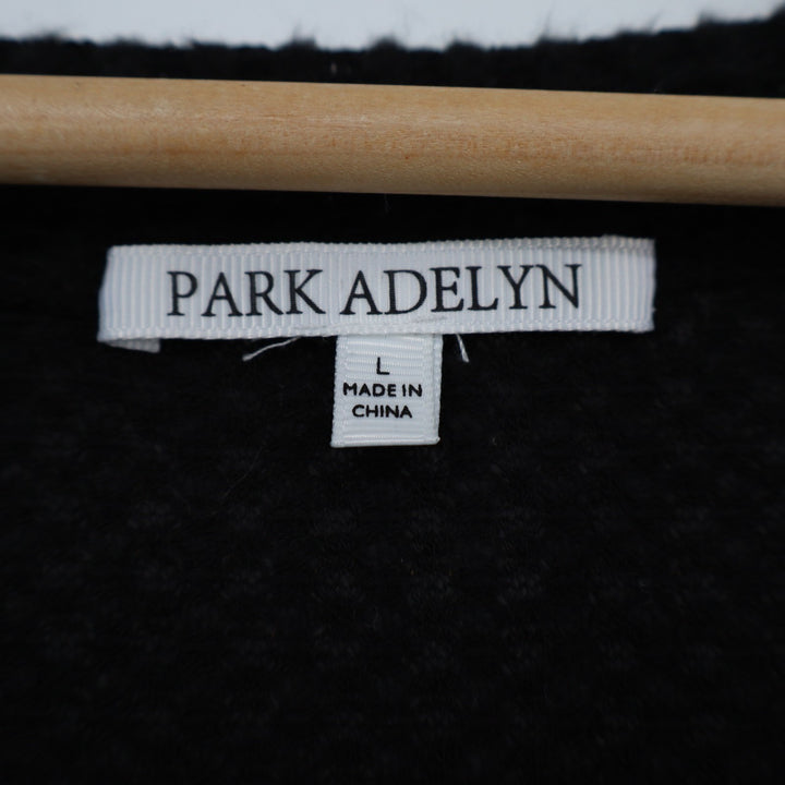 Park Adelyn Peplum Babydoll Blouse Top Women Large Black Henley Neck Waffle Knit
