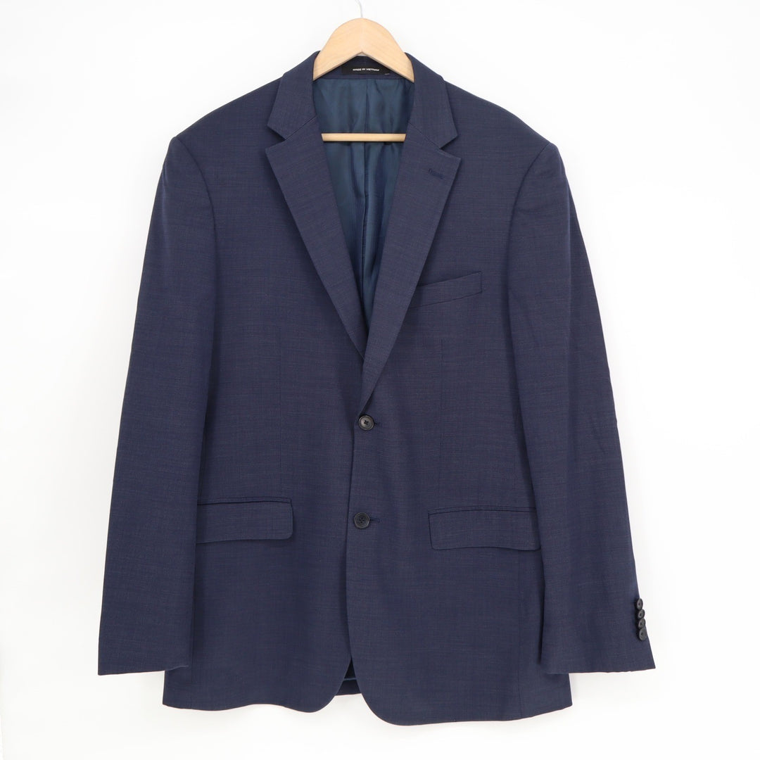 Awearness Kenneth Cole Mens Navy Blue Textured Two Button Blazer Suit Jacket