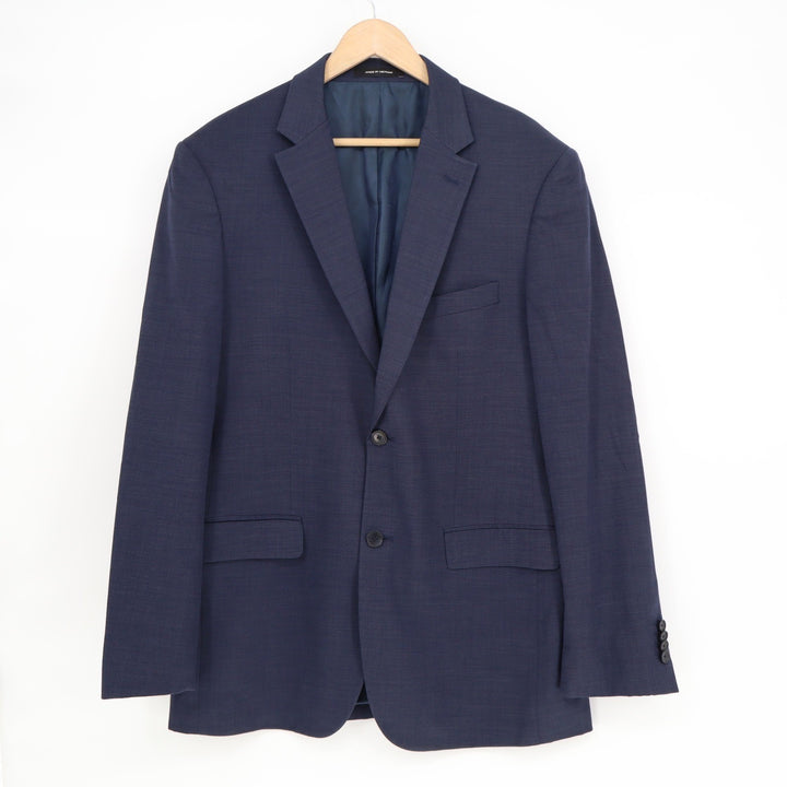 Awearness Kenneth Cole Mens Navy Blue Textured Two Button Blazer Suit Jacket