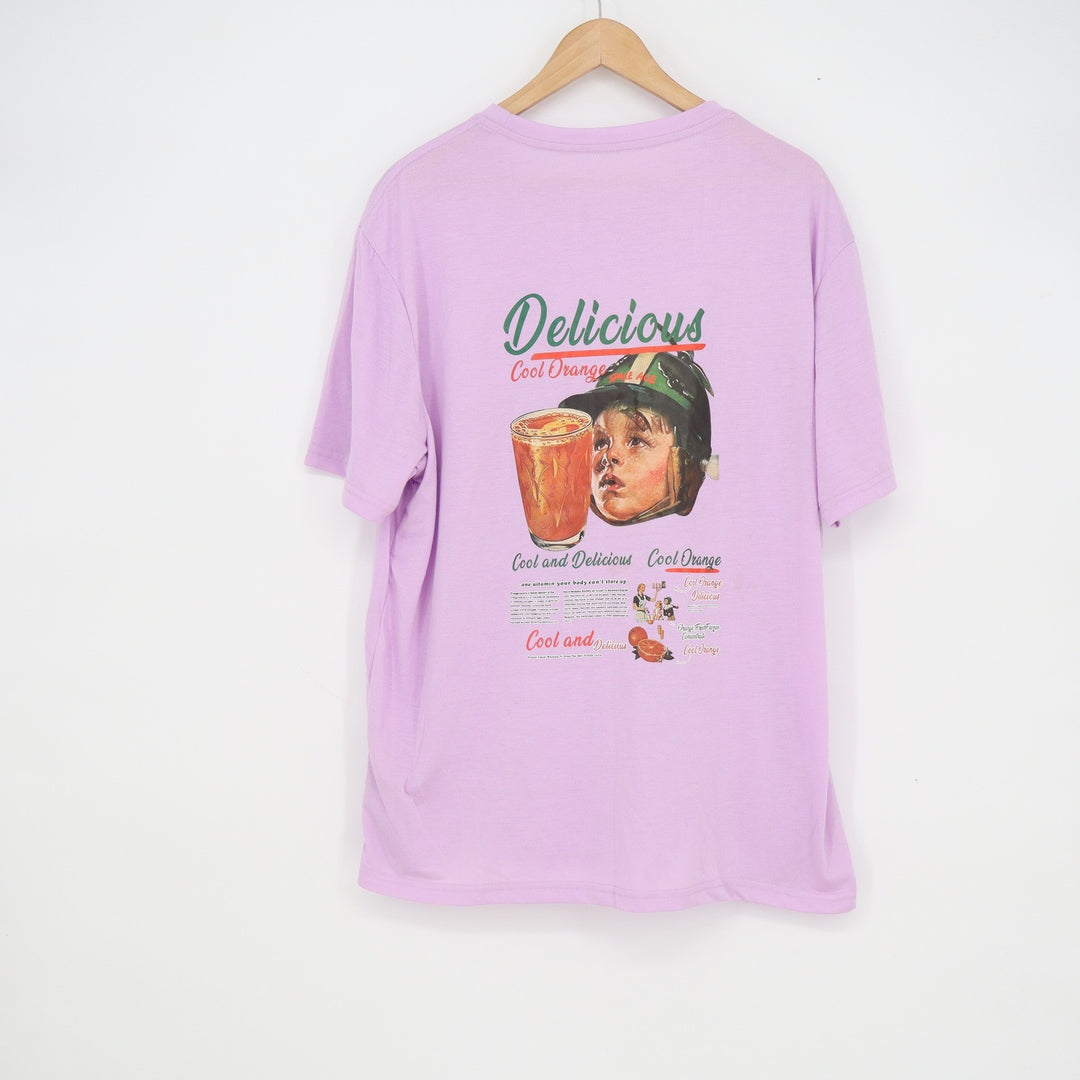 SHEIN Delicious Cool Orange Graphic T-Shirt Purple Retro Vintage Print XXL