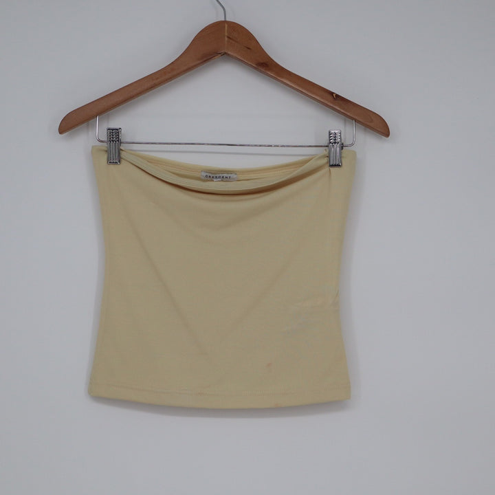Crescent Pale Yellow Strapless Tube Top Bandeau Womens Size M