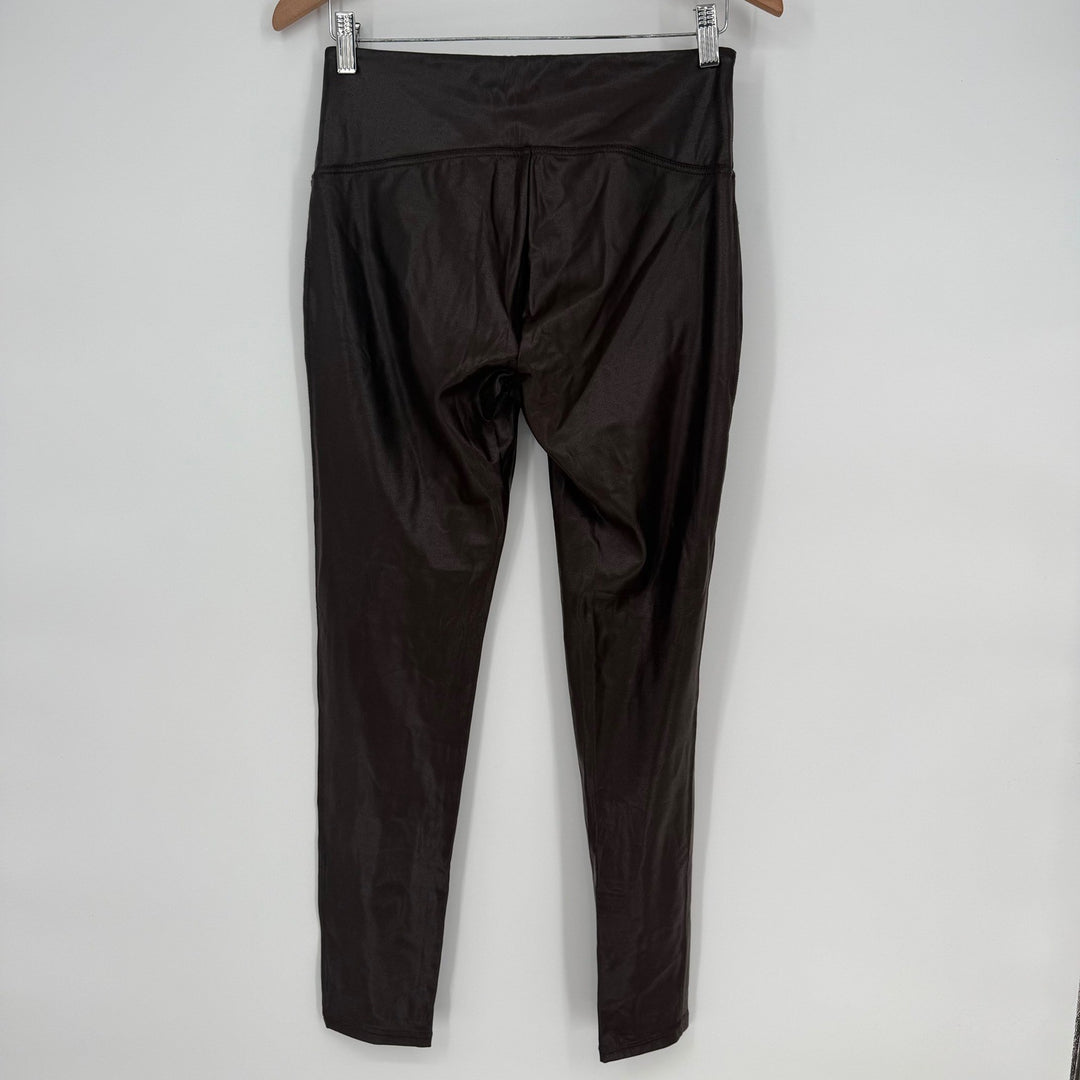 Time and Tru Faux Leather Leggings Brown High Waist Comfortable Size M