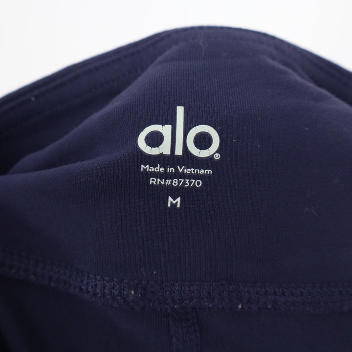 Alo Leggings Womens M Moto Navy Blue Quilted Mesh Activewear Excellent